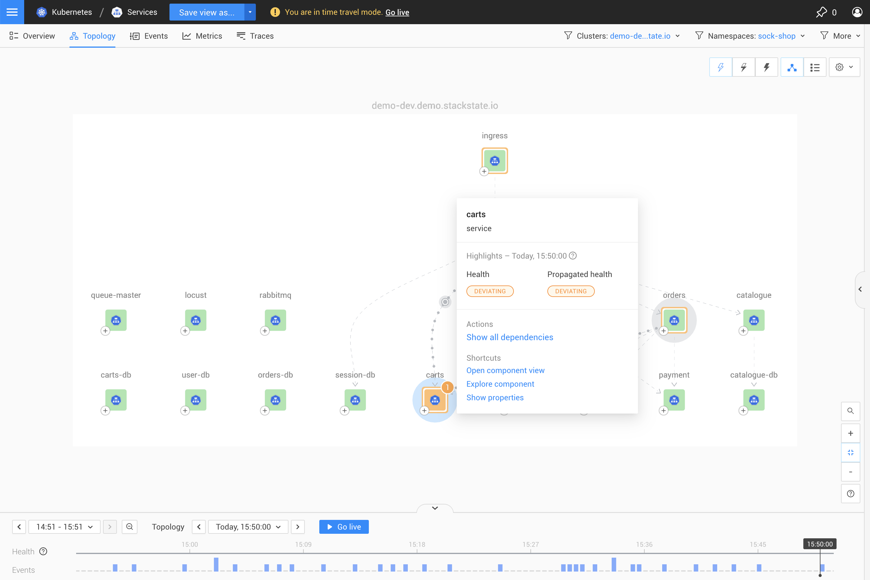 Menu contextuel du composant
