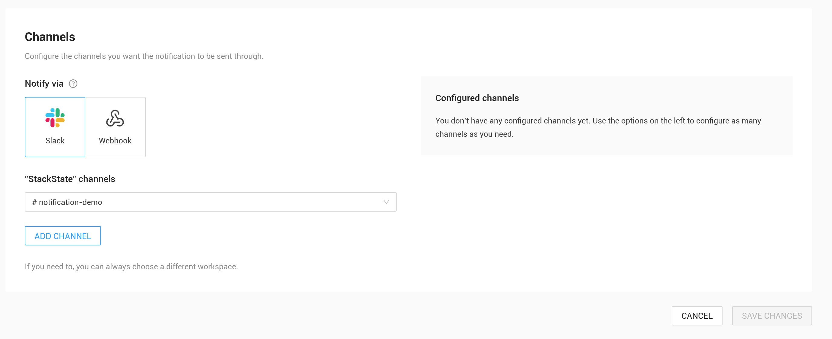 选择 Slack 频道